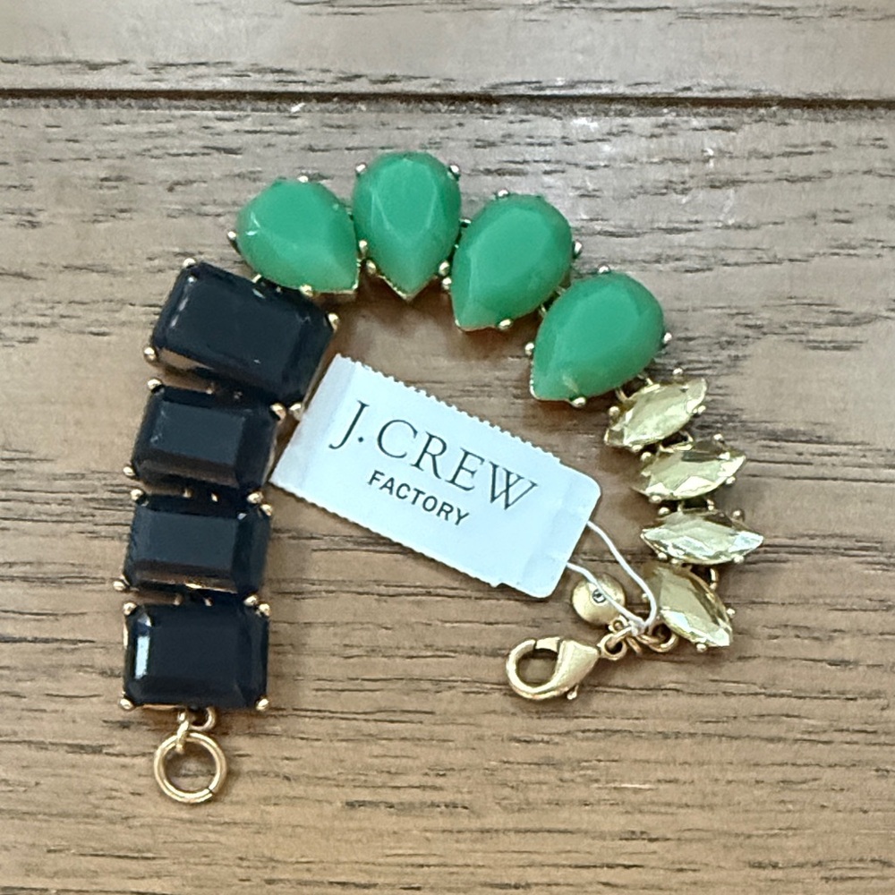 J. Crew Factory Gold, Green, and Navy Bracelet